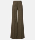 Max Mara Checked virgin wool wide-leg pants