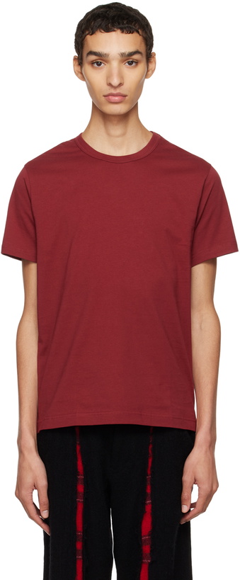 Photo: Comme des Garçons Shirt Burgundy Crewneck T-Shirt