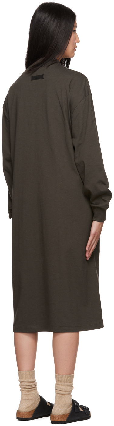 Essentials Gray Long Sleeve Midi Dress