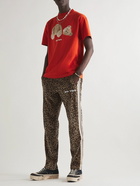 Palm Angels - Straight-Leg Leopard-Print Stretch-Velvet Track Pants - Gold