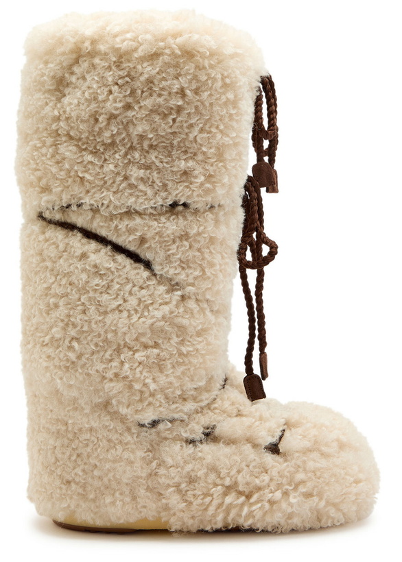 Photo: Moon Boot Icon Curly Extra Mid-calf Snow Boots Cream 3538 (IT35 38 / UK2