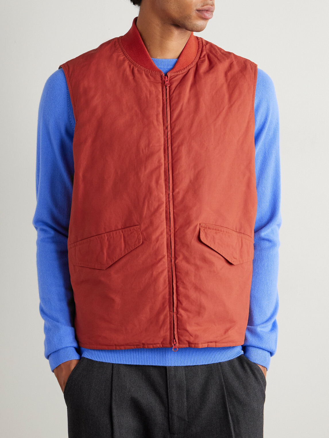 Sid Mashburn - Cashpad Waxed Cotton-Poplin Gilet - Red