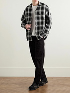 OrSlow - Convertible-Collar Checked Cotton-Blend Flannel Shirt - Black