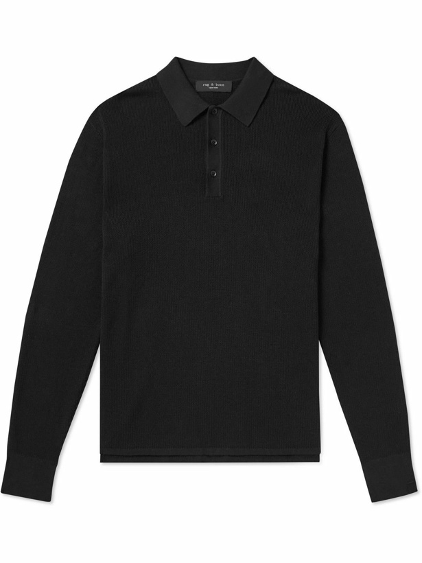 Photo: Rag & Bone - Harvey Cotton-Blend Polo Shirt - Black