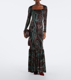Etro Paisley jersey and chenille gown