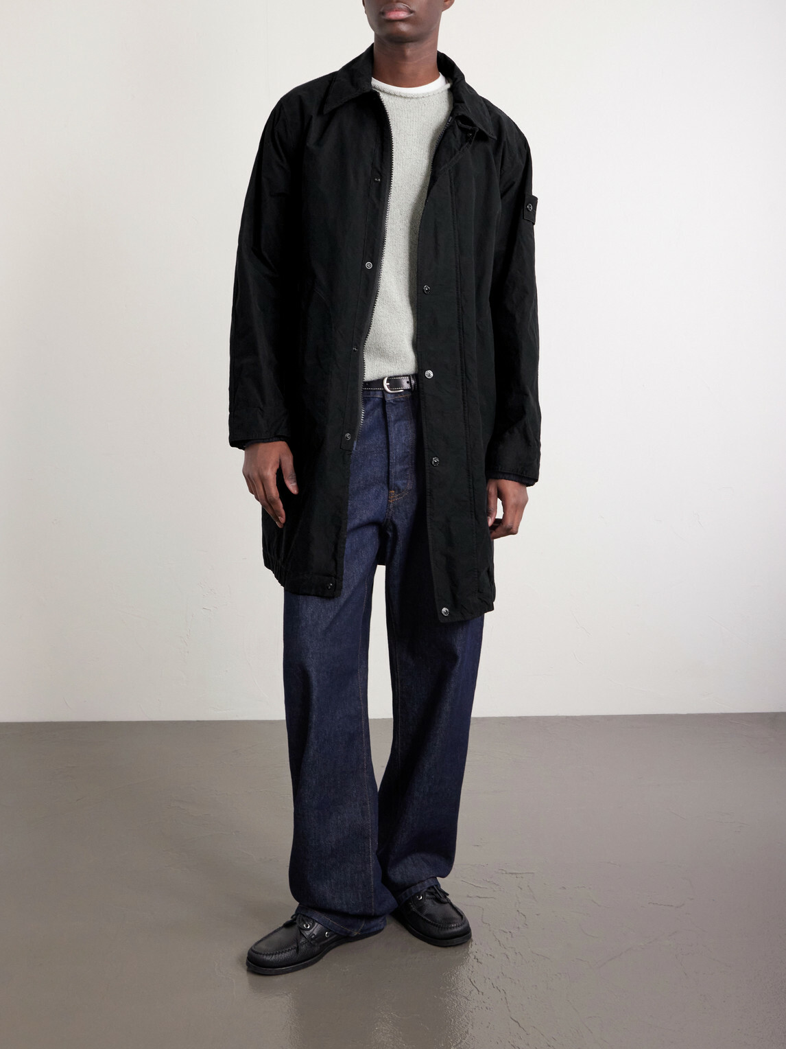 Stone Island - STONE ISLAND GHOST David Tech-Canvas Coat - Black