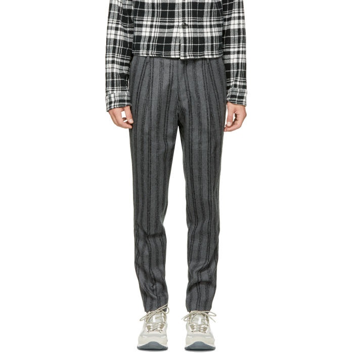 Photo: Tomorrowland Grey Striped Pleated Trousers