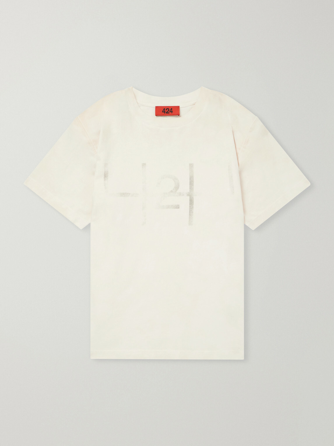 424 - Logo-Print Cotton-Jersey T-Shirt - Neutrals