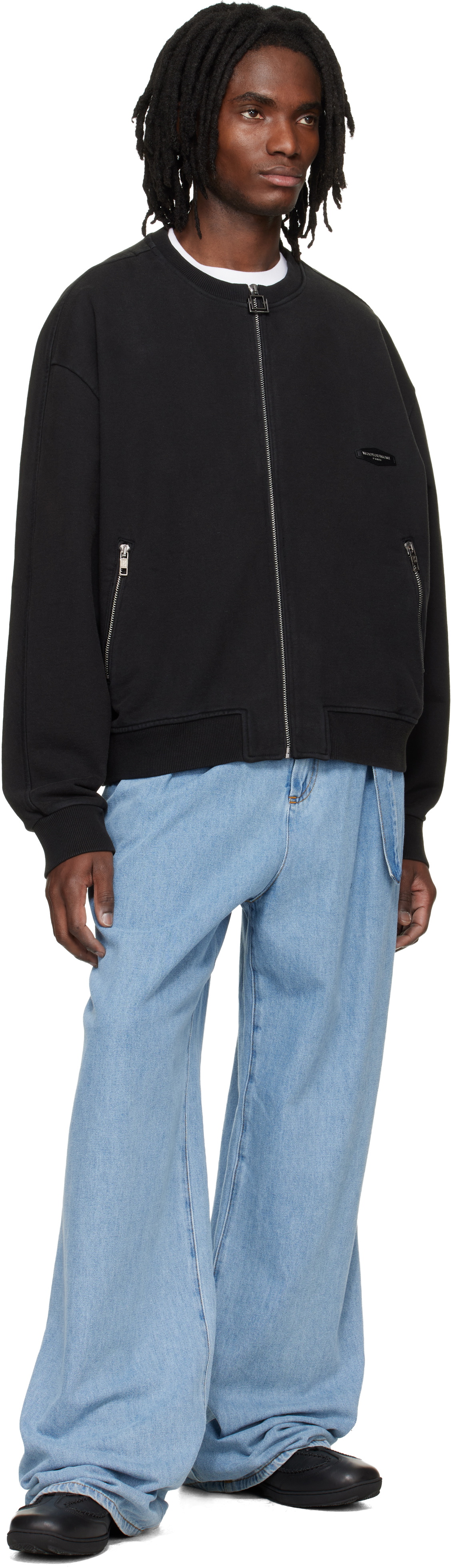 WOOYOUNGMI Black Zip-Up Sweatshirt