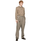 Lemaire Taupe Wool Belted Pleat Trousers