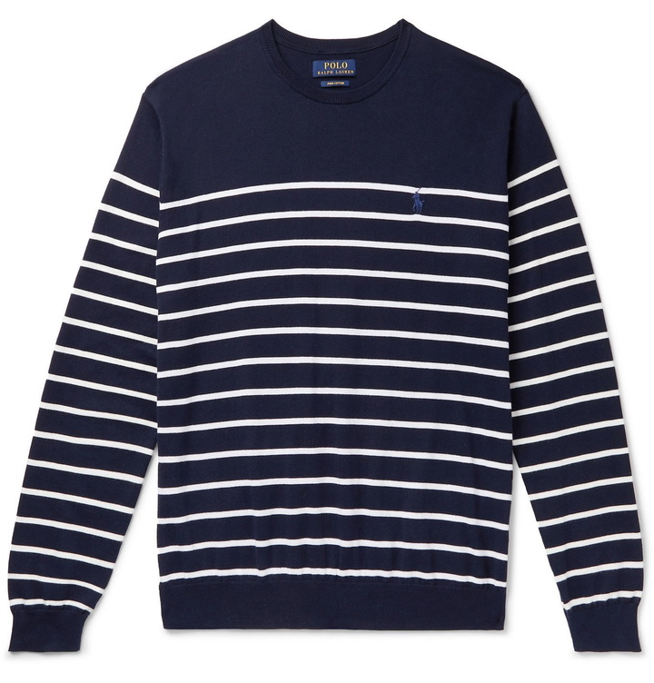 Photo: Polo Ralph Lauren - Striped Pima Cotton Sweater - Blue