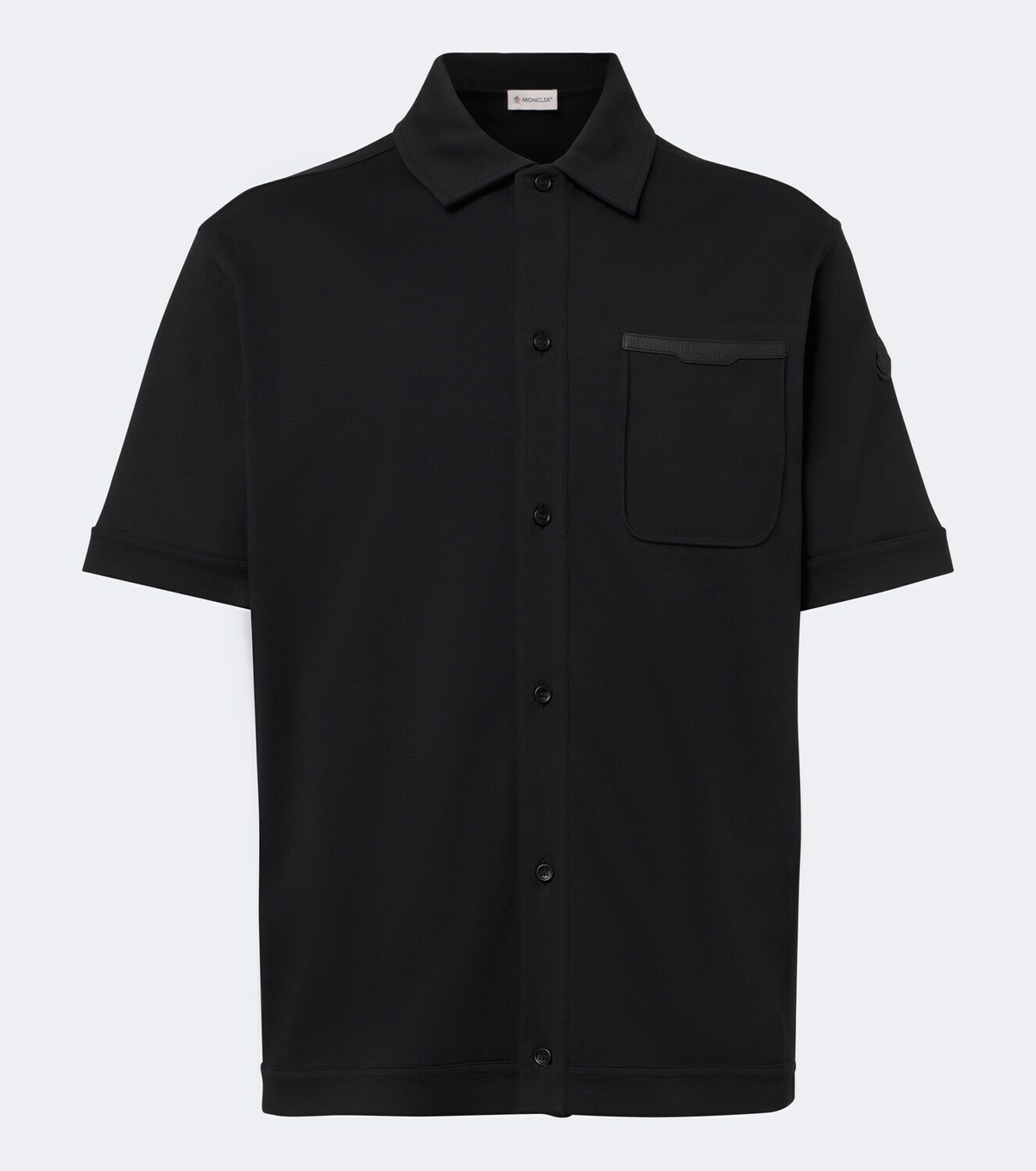 Moncler Leather-trimmed cotton shirt