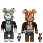 Medicom BE@RBRICK Tom & Jerry in Hogwarts House Robes 100% & in Multi 