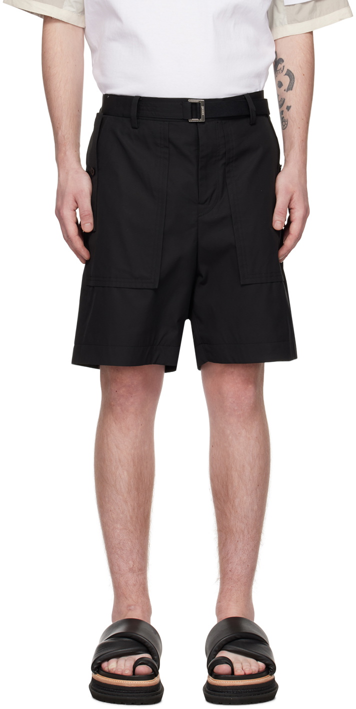 Sacai Black Cinch Strap Shorts