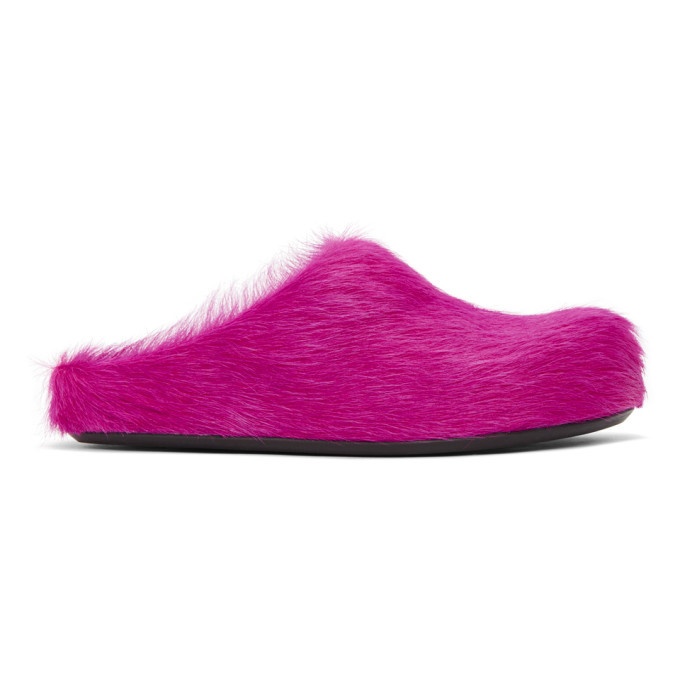 Photo: Marni Pink Calf-Hair Fussbett Loafers