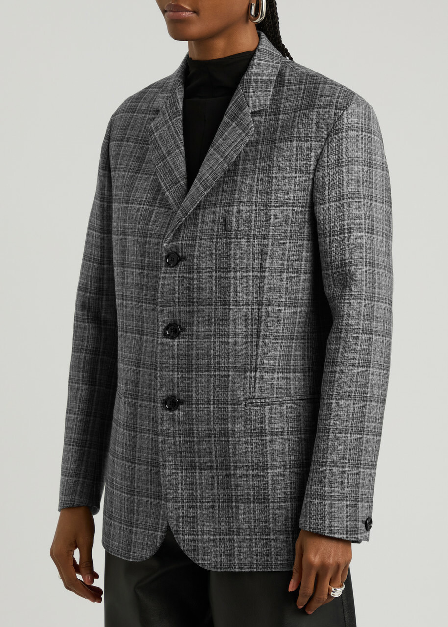 Meryll Rogge Checked Wool Blazer Grey