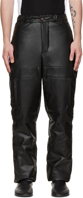 Photo: Bloke Black Paneled Faux Leather Pants