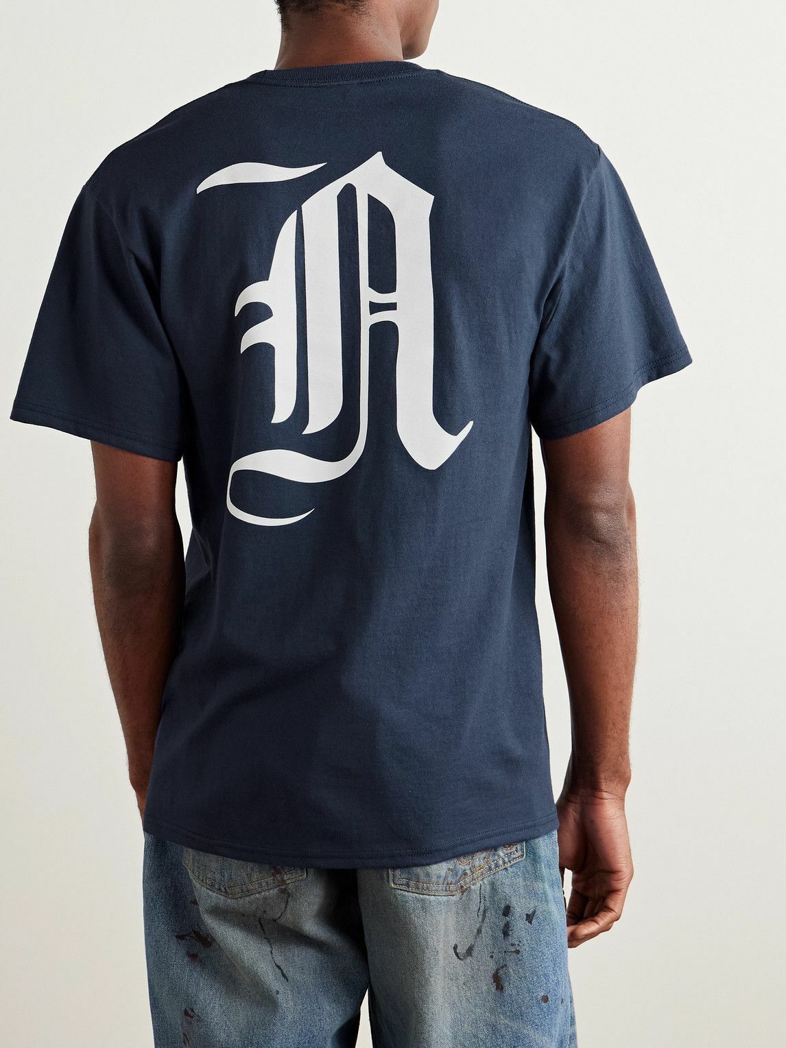 Noah - Slim-Fit Logo-Print Cotton-Jersey T-Shirt - Blue Noah NYC