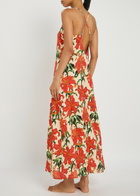 Desmond & Dempsey Floral-printed Linen Night Dress Orange