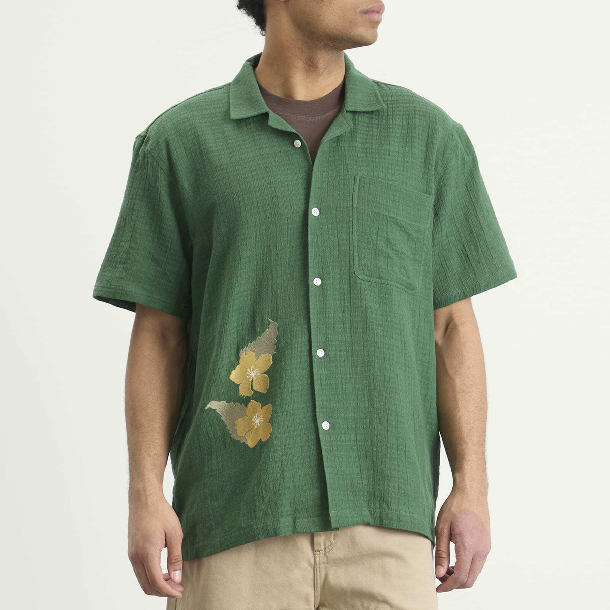 Palmes Men's Ramus Camp-Collar Shirt in Dark Green