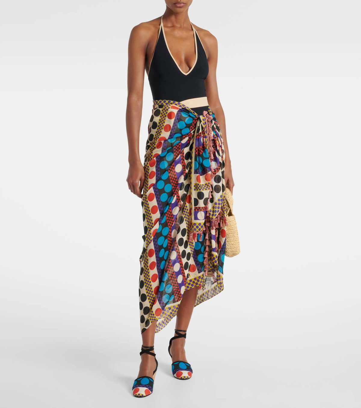 Valentino Polka-dot cotton and silk beach cover-up