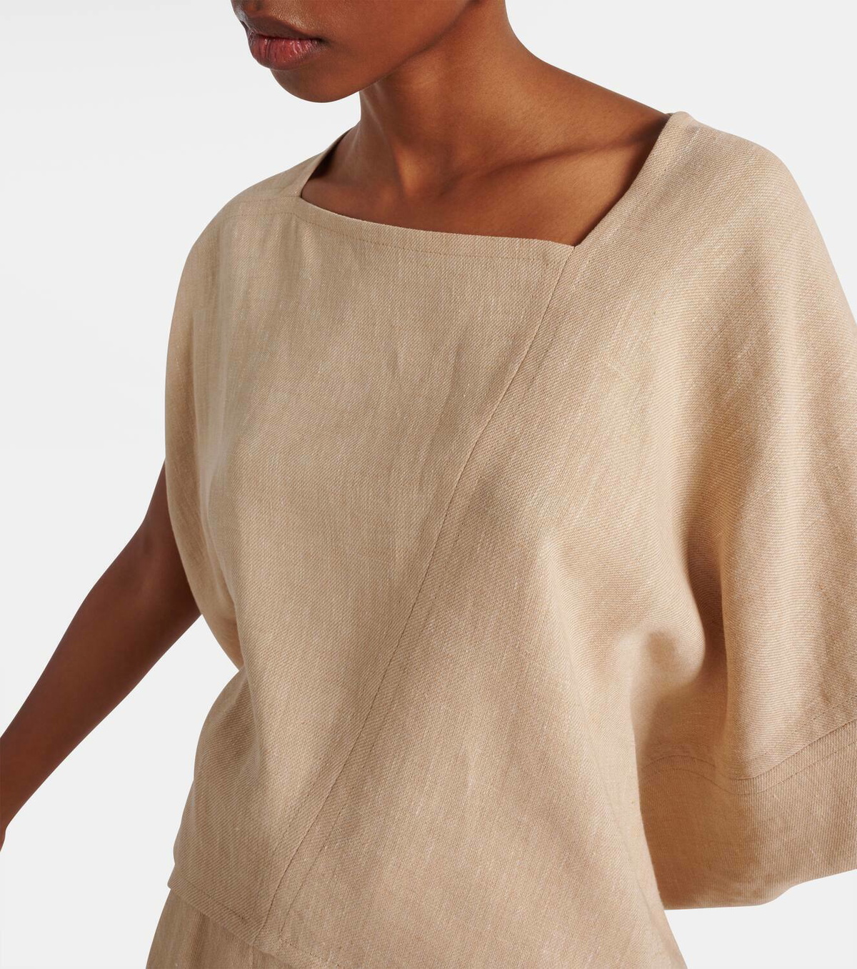 Loro Piana Gaia asymmetric linen crêpe top Loro Piana