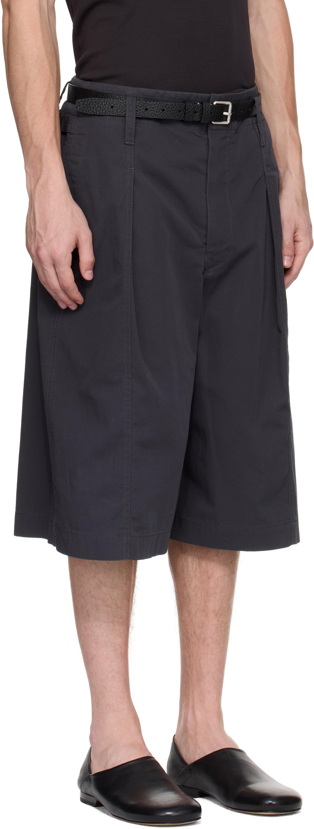 LEMAIRE Gray Maxi Pleated Bermuda Shorts