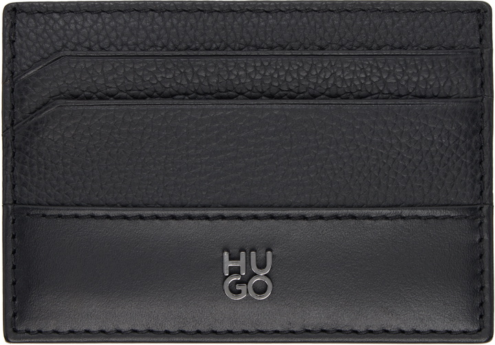 Photo: Hugo Black Stacked-Logo Trim Card Holder