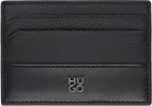 Hugo Black Stacked-Logo Trim Card Holder