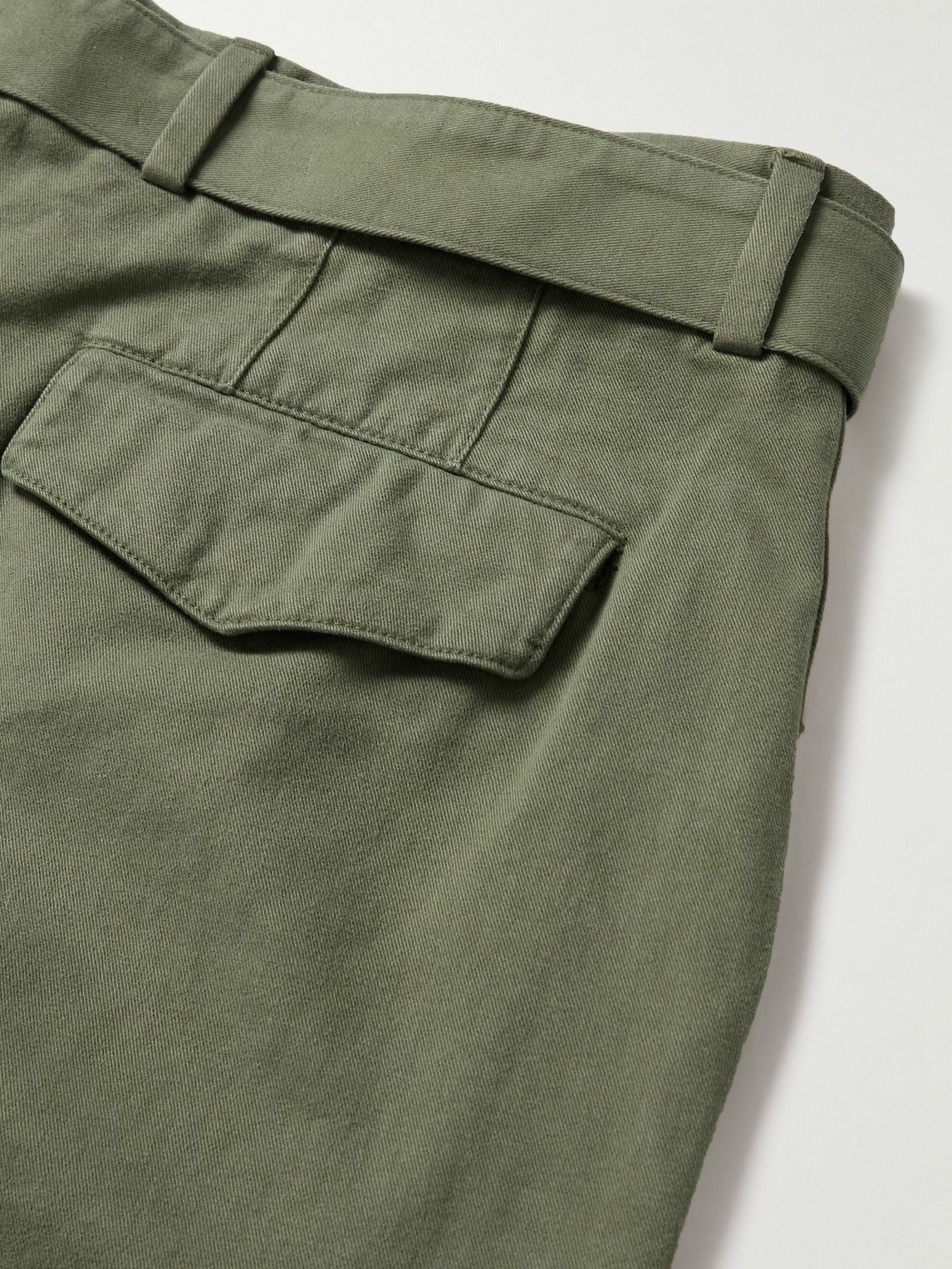 Officine Générale - Straight-Leg Belted Cotton-Twill Trousers - Green ...