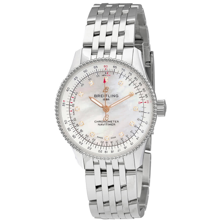 Photo: Breitling Navitimer Automatic Chronometer Diamond White Mother of Pearl Dial Ladies Watch A17395211A1A1