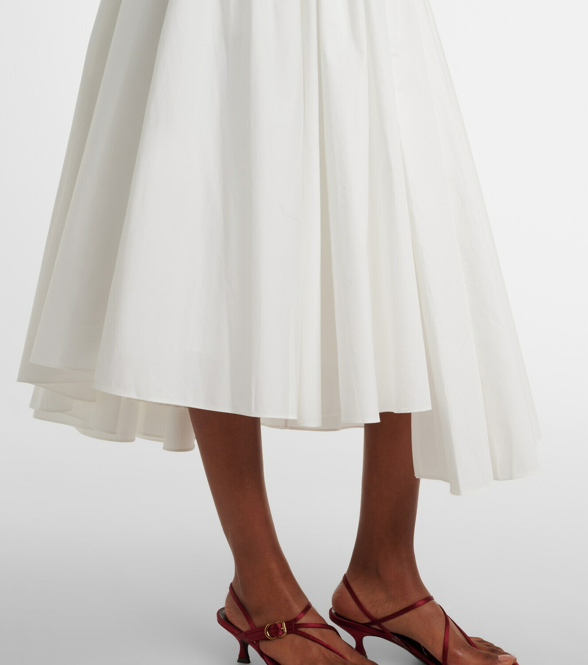Self-Portrait Cotton poplin midi skirt
