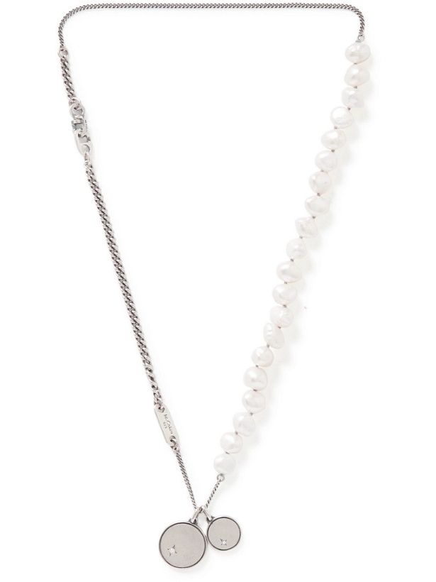 Photo: M. Cohen - Perlicha Burnished Sterling Silver, Pearl and Diamond Necklace