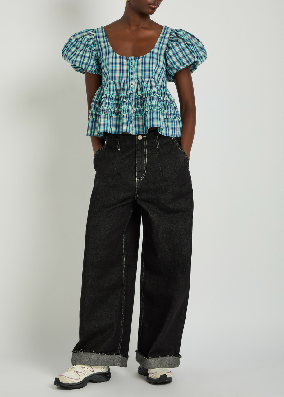 Damson Madder Pascal Turn-up Wide-leg Jeans Black