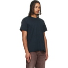 Les Tien Black Lightweight Binded Neck Inside Out T-shirt
