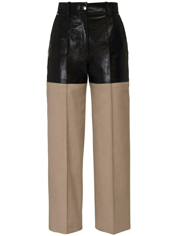 Photo: PETER DO Leather & Canvas Cropped Pants