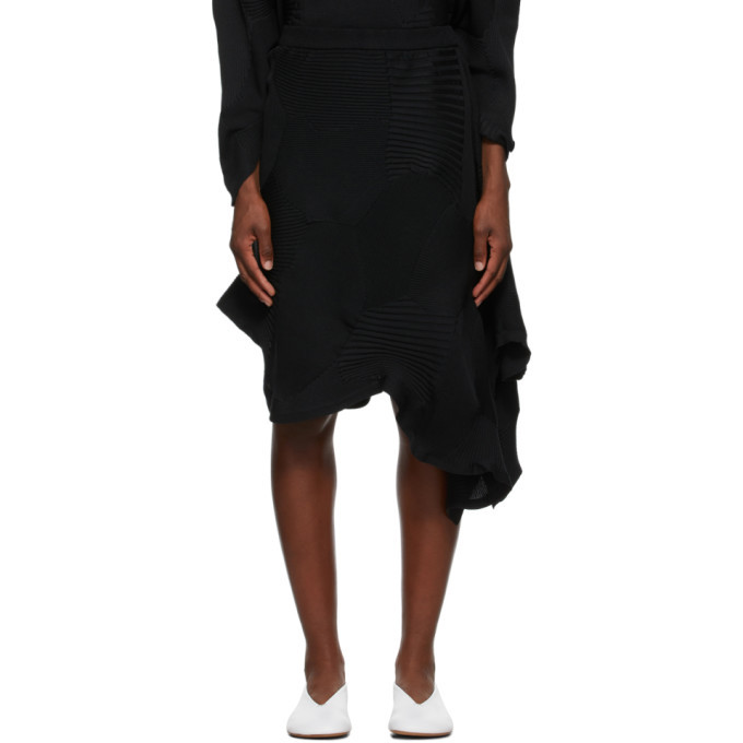 ISSEY MIYAKE KONE KONE polyester Short sleeve knit Skirt setup IM33KN274/IM33KG275 black 2/2