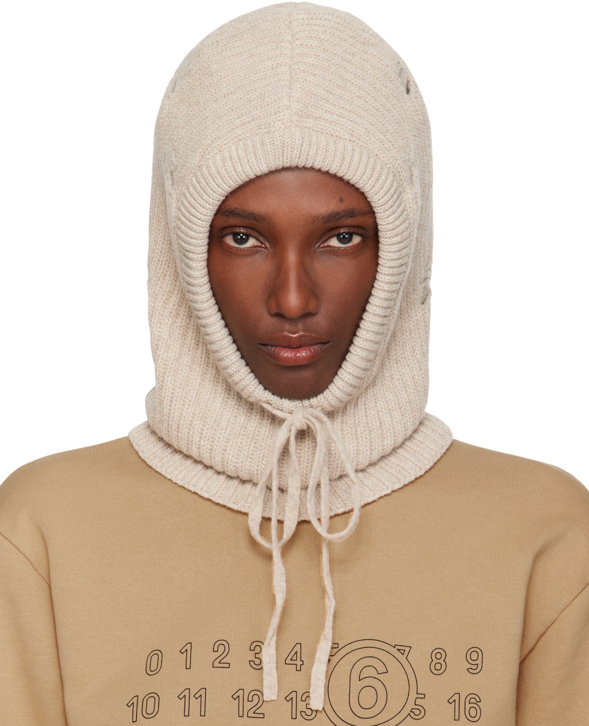 MM6 Maison Margiela Beige Wool Hood