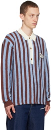 Maison Kitsuné Blue & Brown Striped Polo