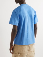 Central Bookings Intl™️ - Logo-Print Cotton-Jersey T-Shirt - Blue