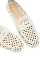 Stuart Weitzman Thea Woven Leather Loafers Tan