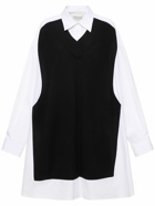 MAISON MARGIELA - Cotton Poplin & Knit Mini Shirt Dress