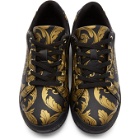 Versace Jeans Couture Black and Gold Logomania Baroque Sneakers
