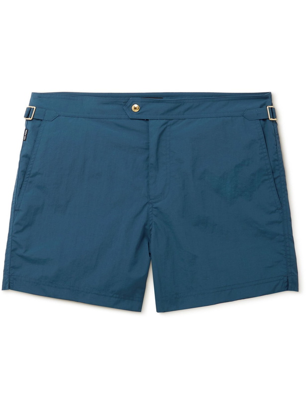 Photo: TOM FORD - Slim-Fit Mid-Length Swim Shorts - Blue