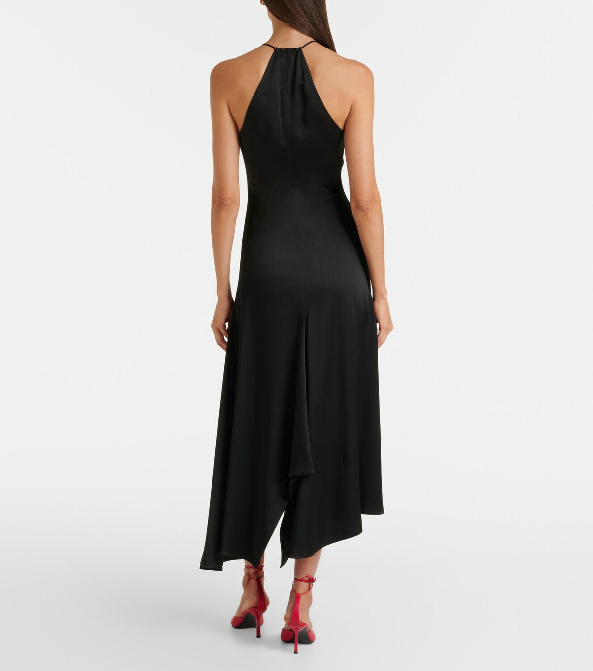 Victoria Beckham Asymmetric crêpe satin midi dress