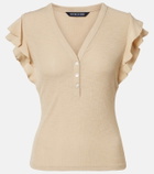 Veronica Beard Aphrodite ribbed-knit ruffled top