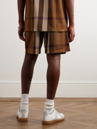 Burberry - Wide-Leg Checked Mesh Shorts - Brown