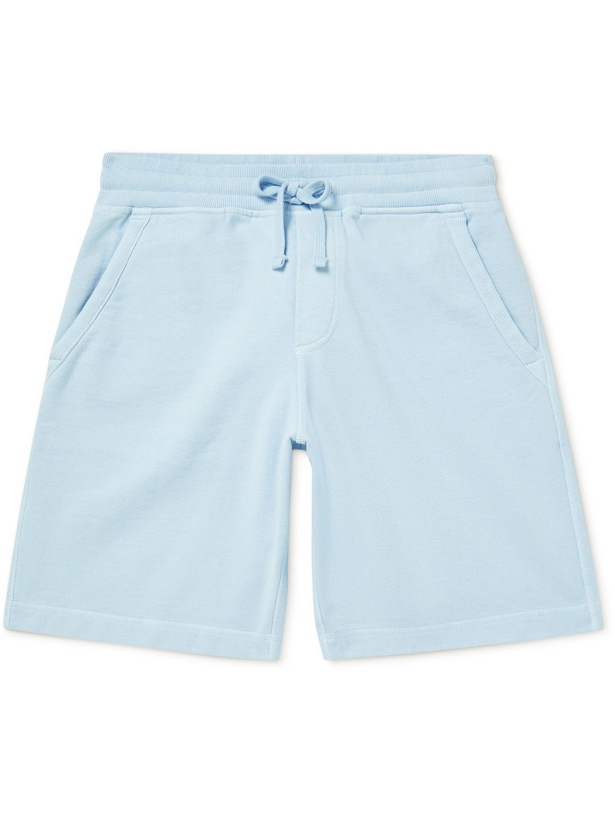Photo: Orlebar Brown - Frederick Garment-Dyed Organic Cotton-Jersey Drawstring Shorts - Blue