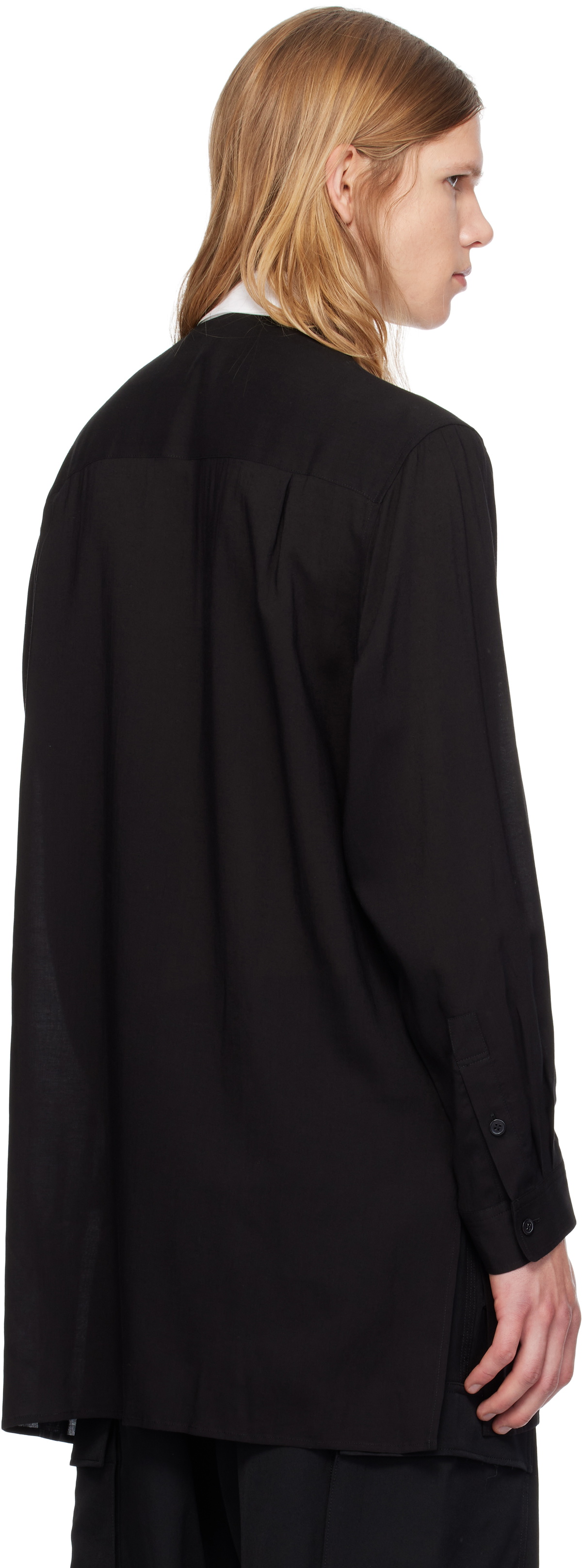 Y's For Men Black Front Patch Shirt