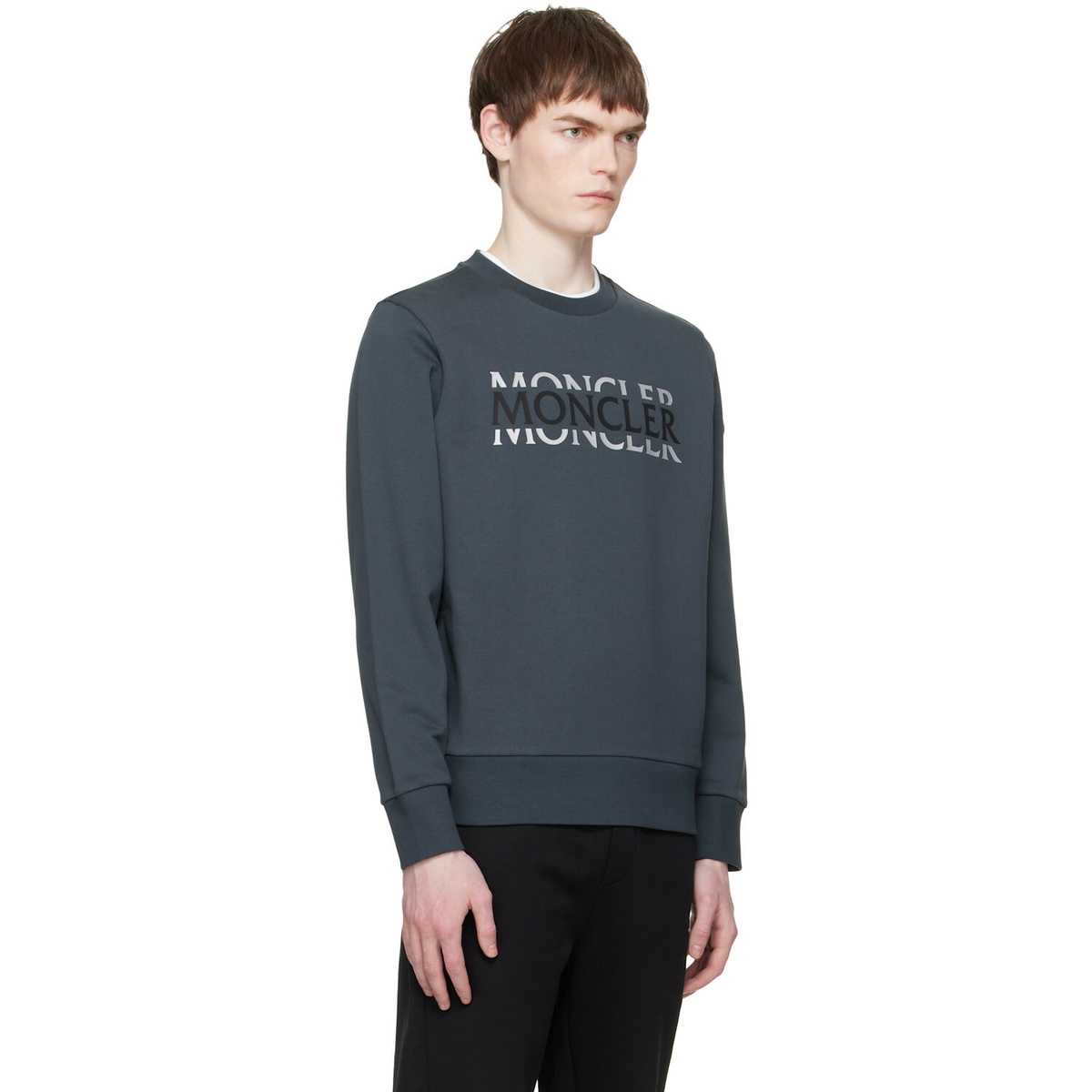 Moncler Gray Logo Cotton Jersey Long Sleeve Sweatshirt